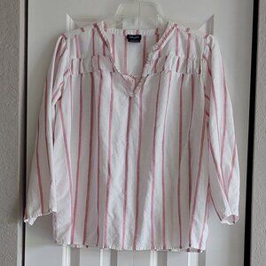 Splendid 3/4 Sleeve Red Stripe Linen Blend Blouse Women's Size L